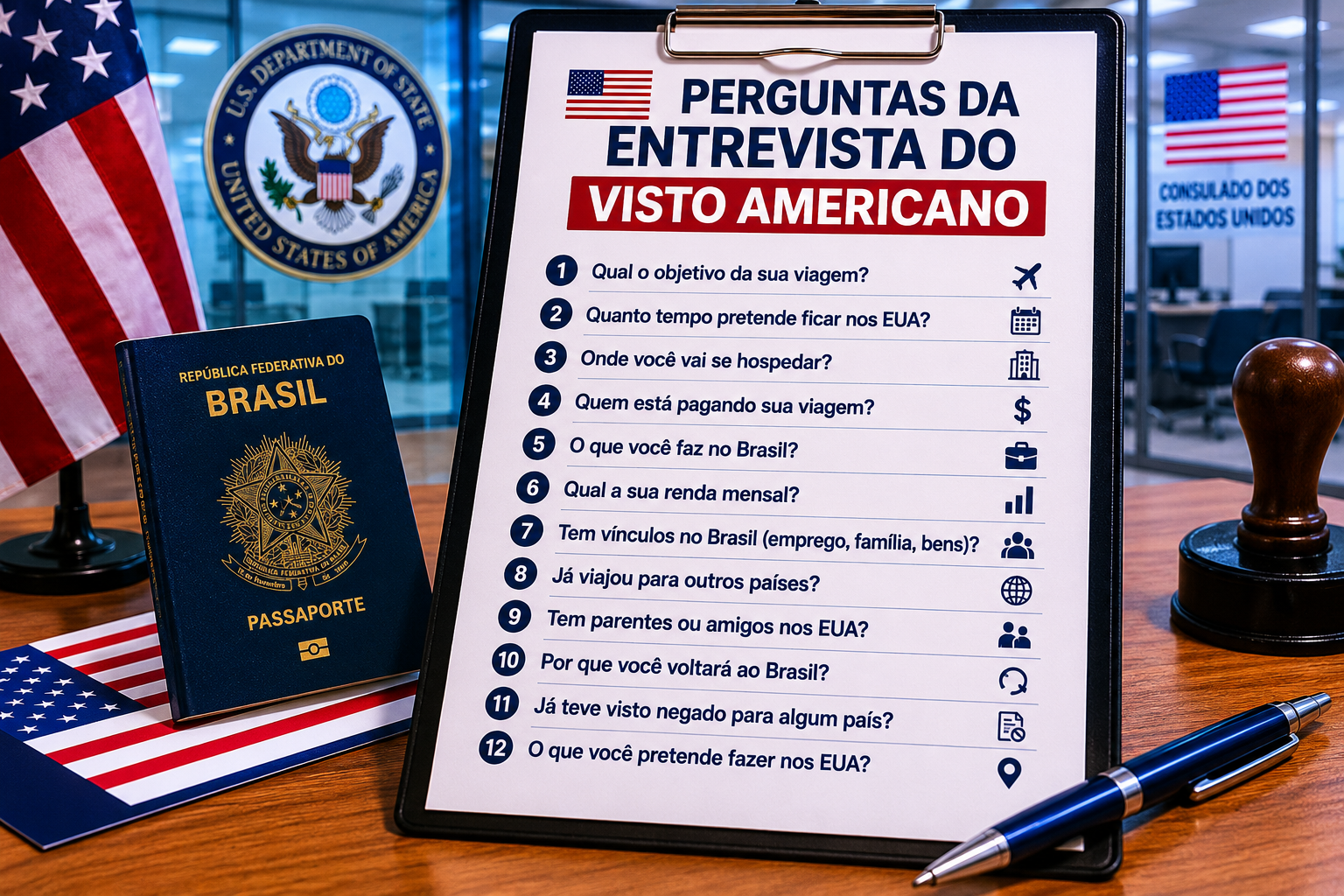 Perguntas da entrevista do visto americano e como responder